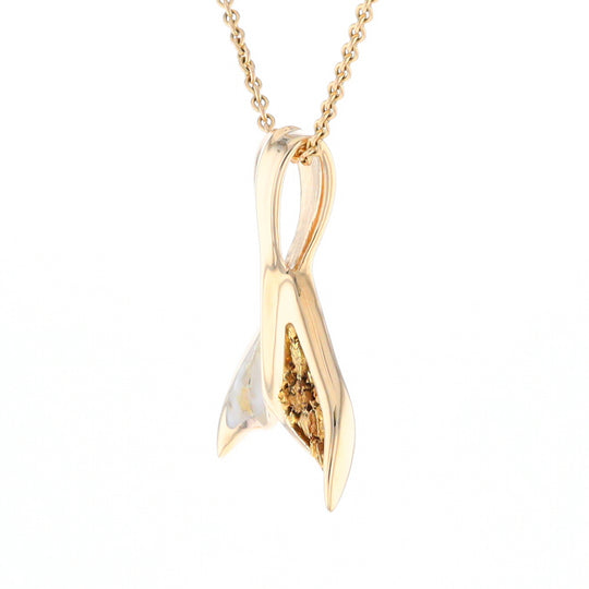 Whale Tail Necklaces Natural Gold Quartz and Nuggets Inlaid Pendant (G1)