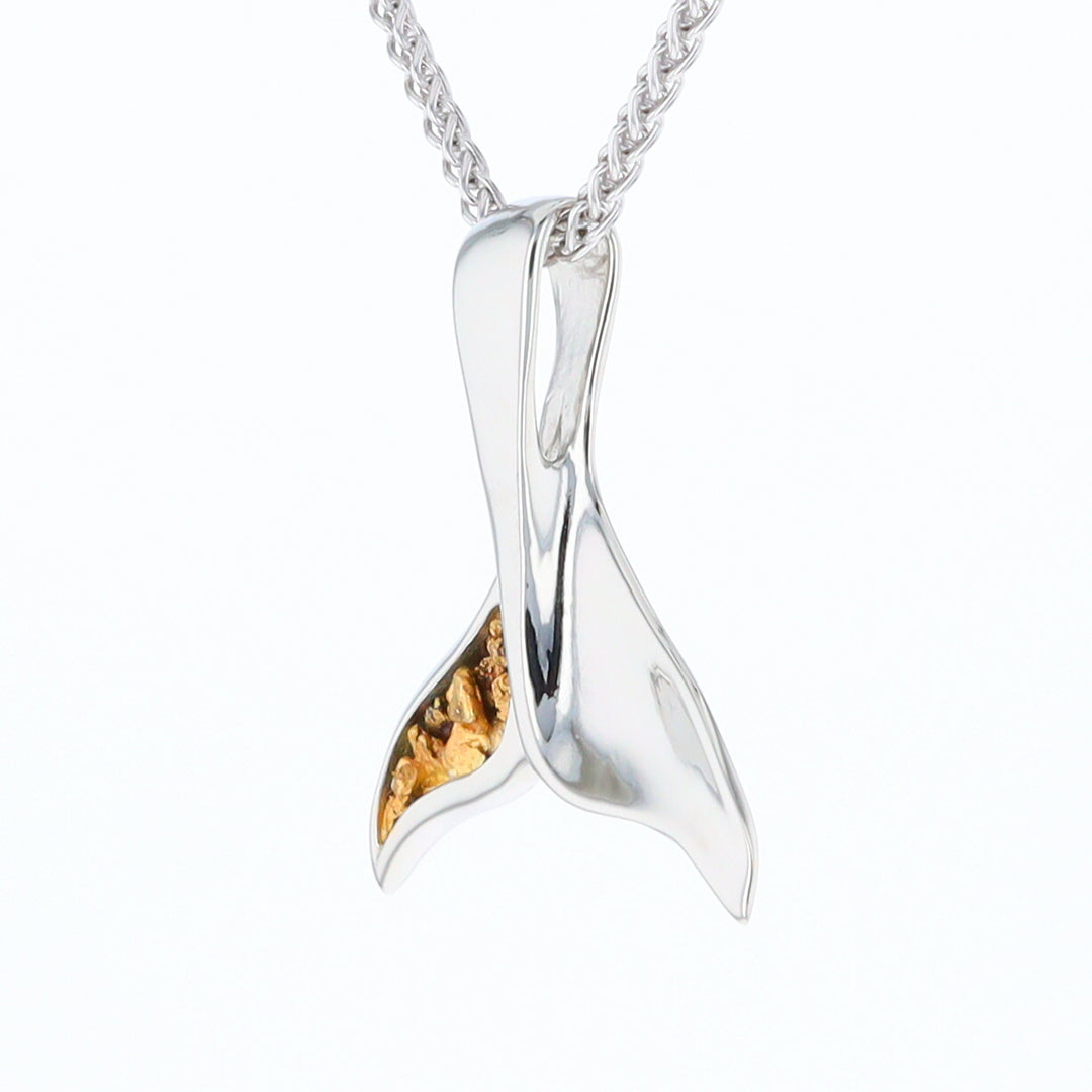 White Gold Whale Tail Pendant Natural Nuggets Inlaid Sea Life Pendant