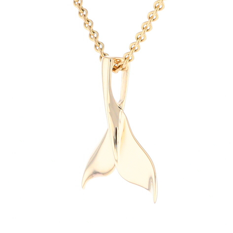 Whale Tail Pendant 14Kt Gold High Polish Realistically Designed