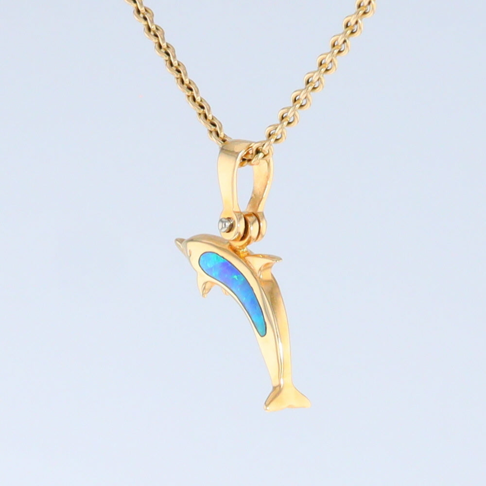 Opal Pendant Inlaid Realistic Dolphin Sea Life Design