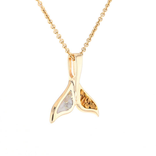 Whale Tail Necklaces Natural Gold Quartz and Nuggets Inlaid Pendant