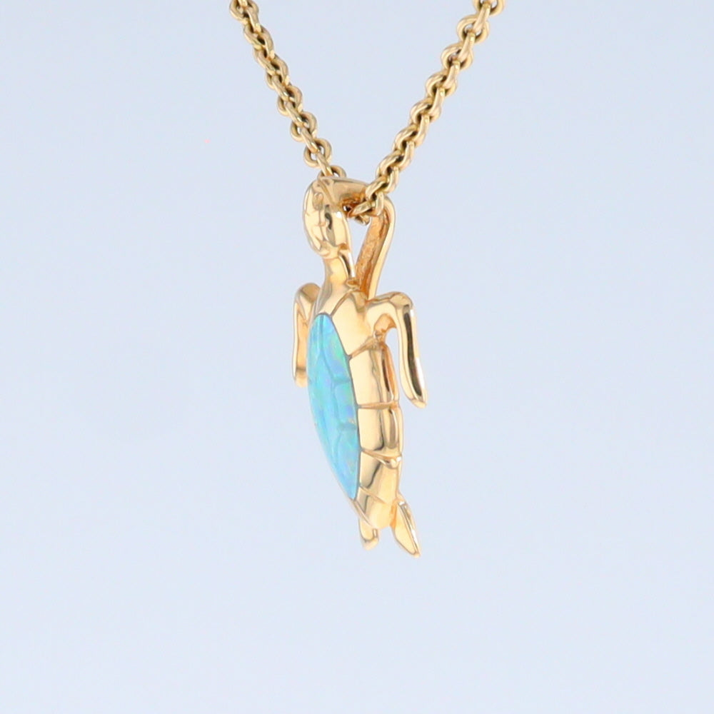 Opal Pendant Inlaid Realistic Design Sea Turtle