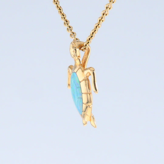 Opal Pendant Inlaid Realistic Design Sea Turtle
