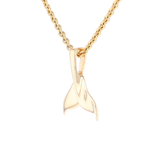 Whale Tail Pendant 14kt Gold High Polish Realistically Designed