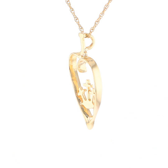 Gold Heart Triple Cross Pendant