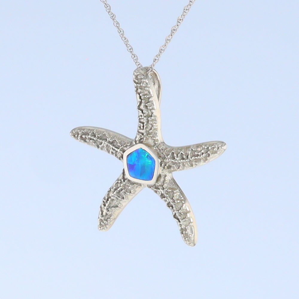 Opal Pendant Inlaid Realistic Star Fish Sea Life Design