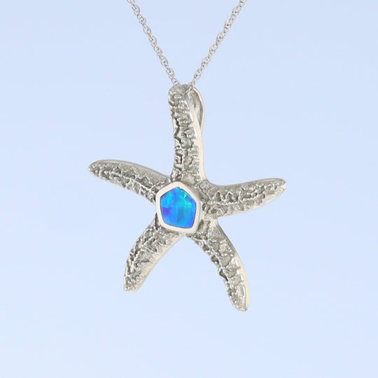 Opal Pendant Inlaid Realistic Star Fish Sea Life Design