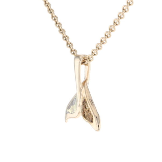 Whale Tail Necklaces Natural Gold Quartz and Nuggets Inlaid Pendant