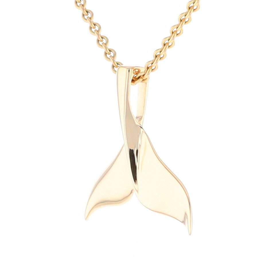 Whale Tail Pendant 14Kt Gold High Polish Realistically Designed