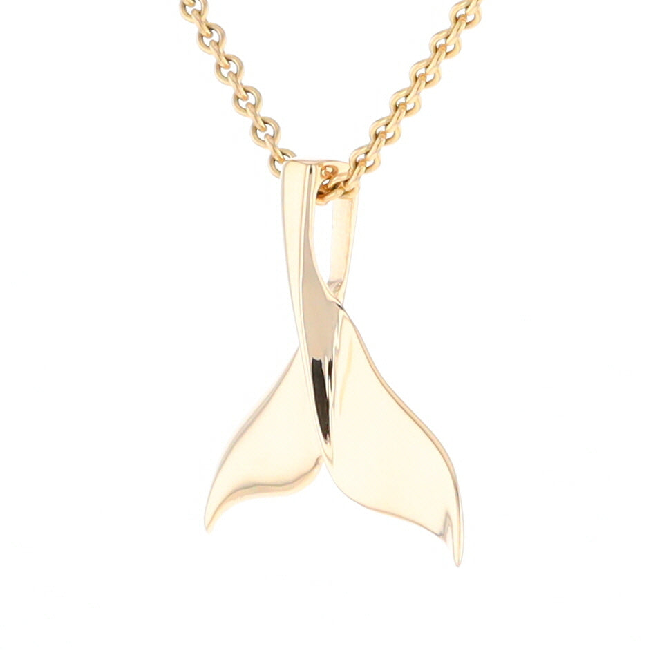 Whale Tail Pendant 14Kt Gold High Polish Realistically Designed