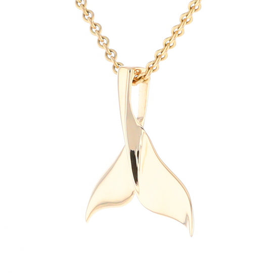 Whale Tail Pendant 14Kt Gold High Polish Realistically Designed