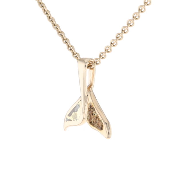 Whale Tail Necklaces Natural Gold Quartz and Nuggets Inlaid Pendant