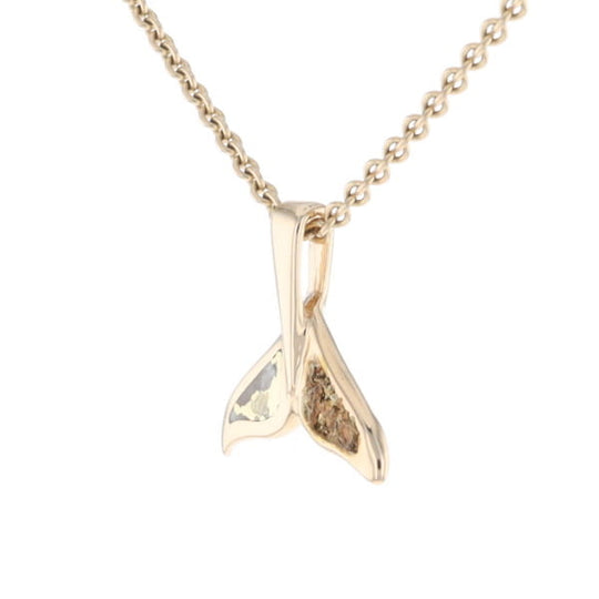 Whale Tail Necklaces Natural Gold Quartz and Nuggets Inlaid Pendant