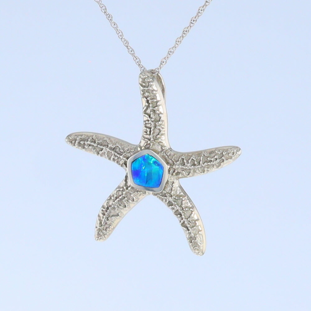 Opal Pendant Inlaid Realistic Star Fish Sea Life Design