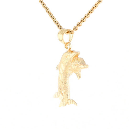 Textured Double Dolphin Pendant