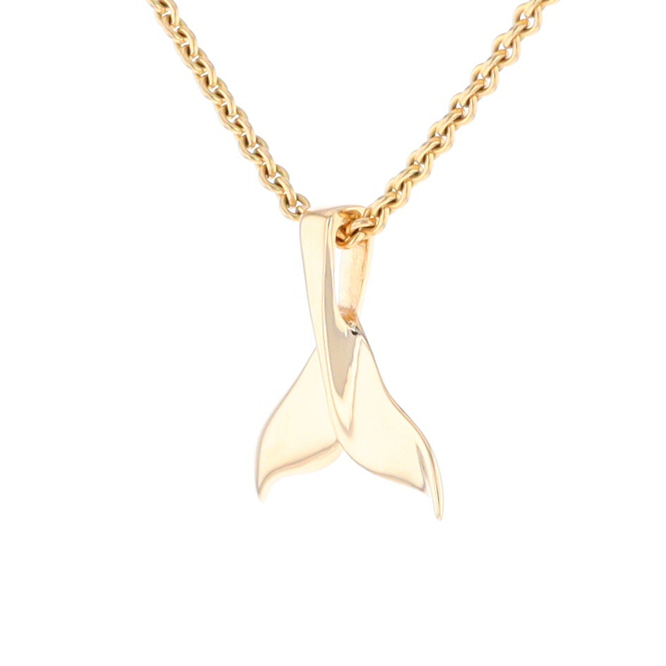 Whale Tail Pendant 14kt Gold High Polish Realistically Designed