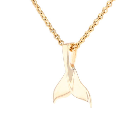 Whale Tail Pendant 14kt Gold High Polish Realistically Designed