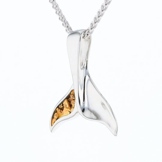 White Gold Whale Tail Pendant Natural Nuggets Inlaid Sea Life Pendant