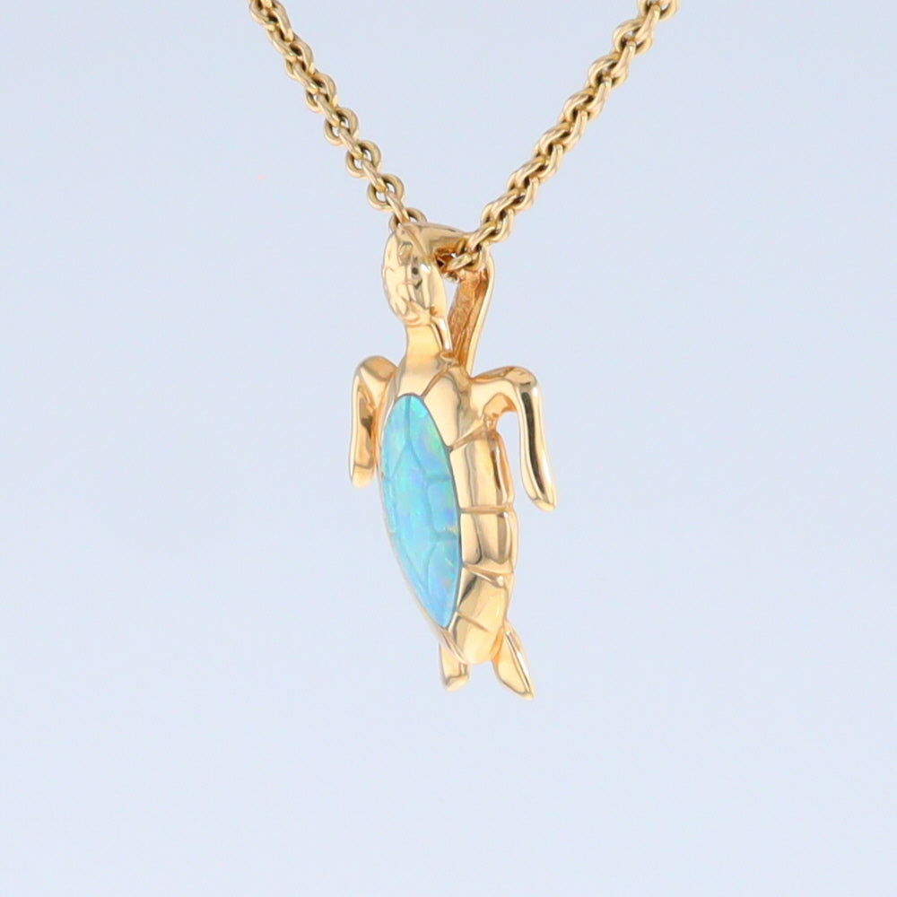 Opal Pendant Inlaid Realistic Design Sea Turtle