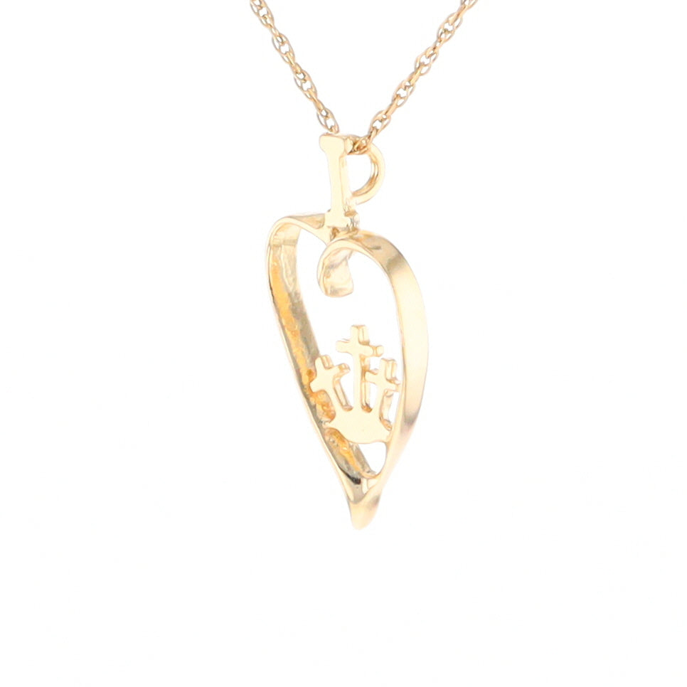 Gold Heart Triple Cross Pendant