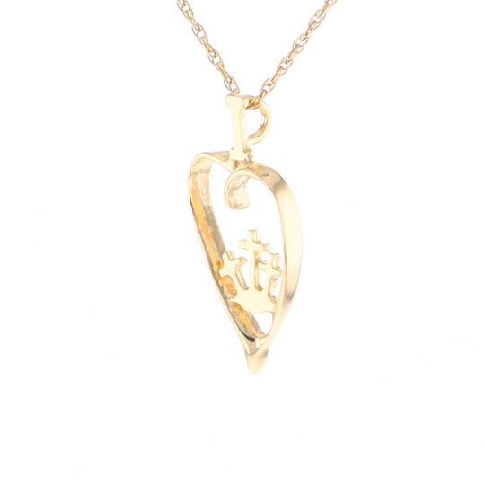 Gold Heart Triple Cross Pendant