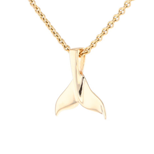 Whale Tail Pendant 14kt Gold High Polish Realistically Designed