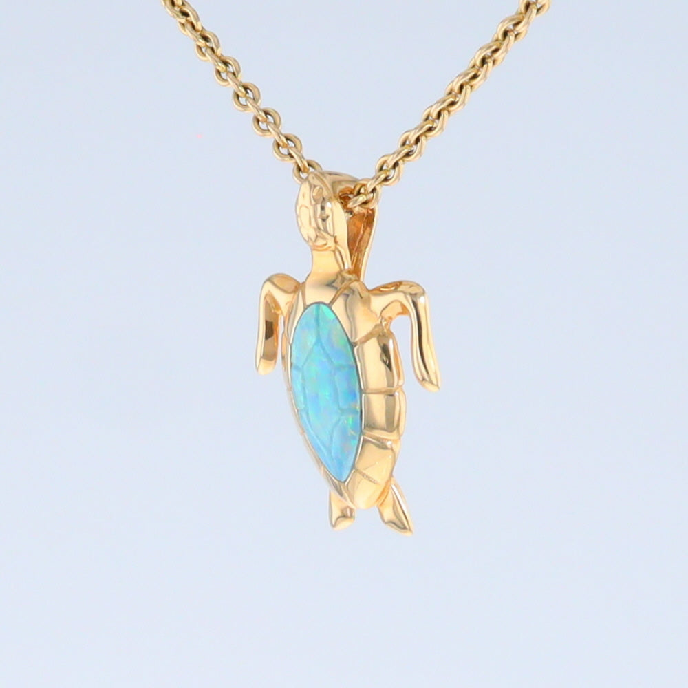 Opal Pendant Inlaid Realistic Design Sea Turtle