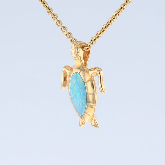 Opal Pendant Inlaid Realistic Design Sea Turtle