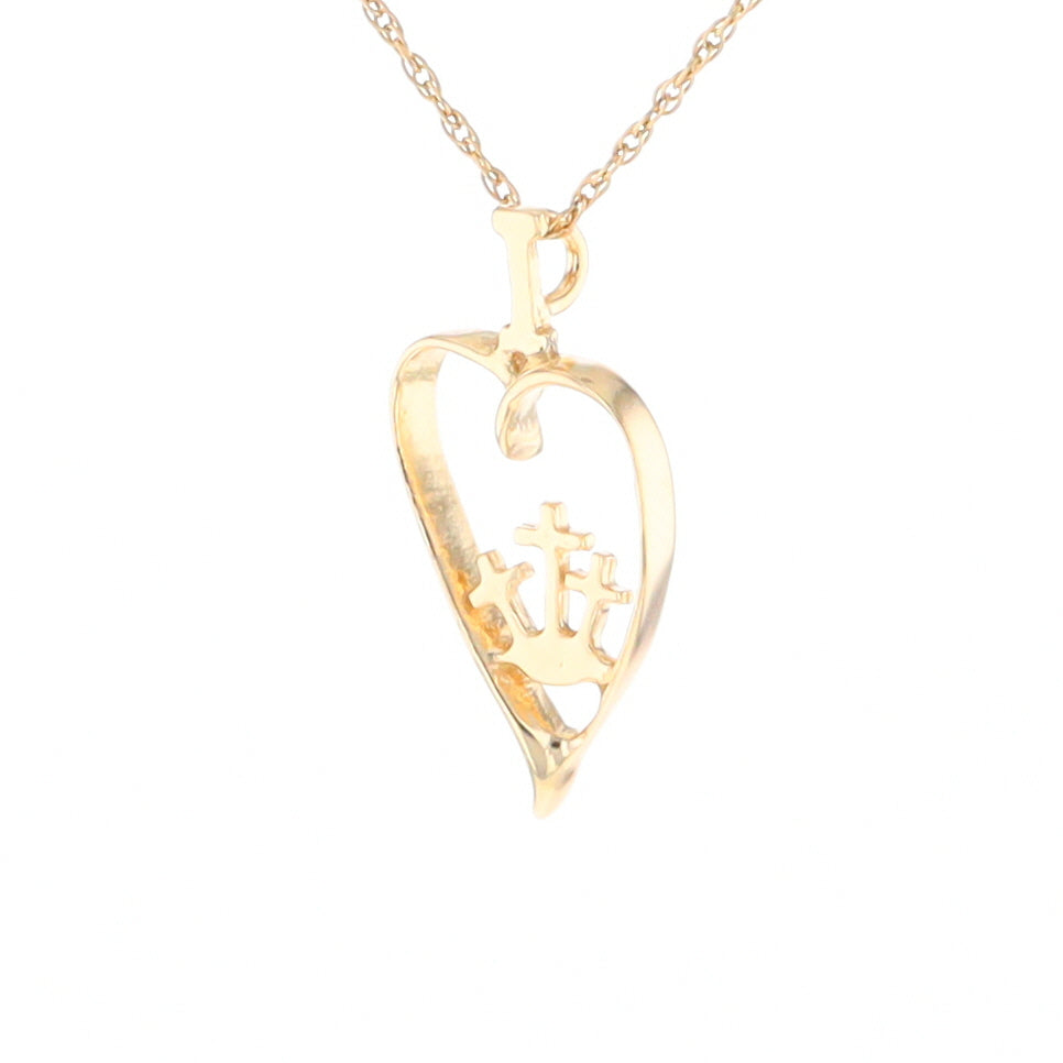 Gold Heart Triple Cross Pendant