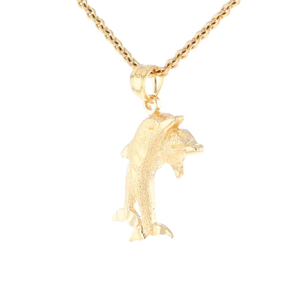 Textured Double Dolphin Pendant