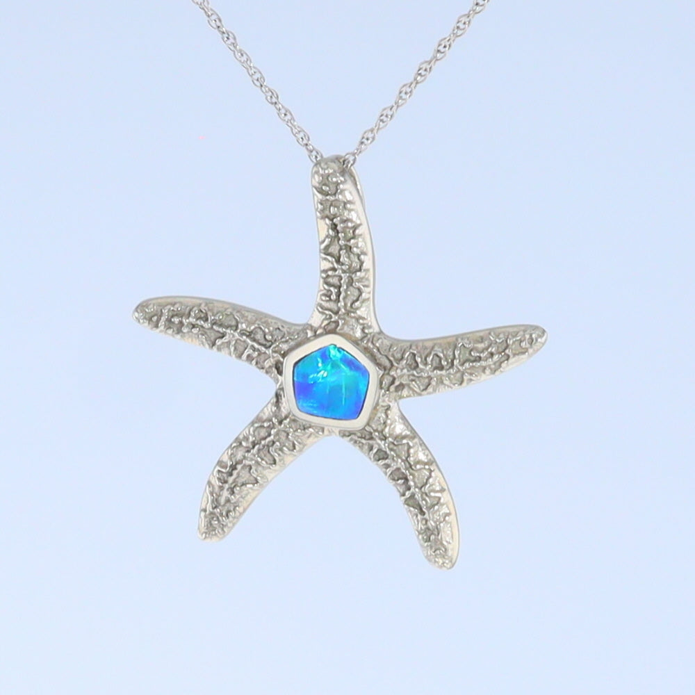 Opal Pendant Inlaid Realistic Star Fish Sea Life Design