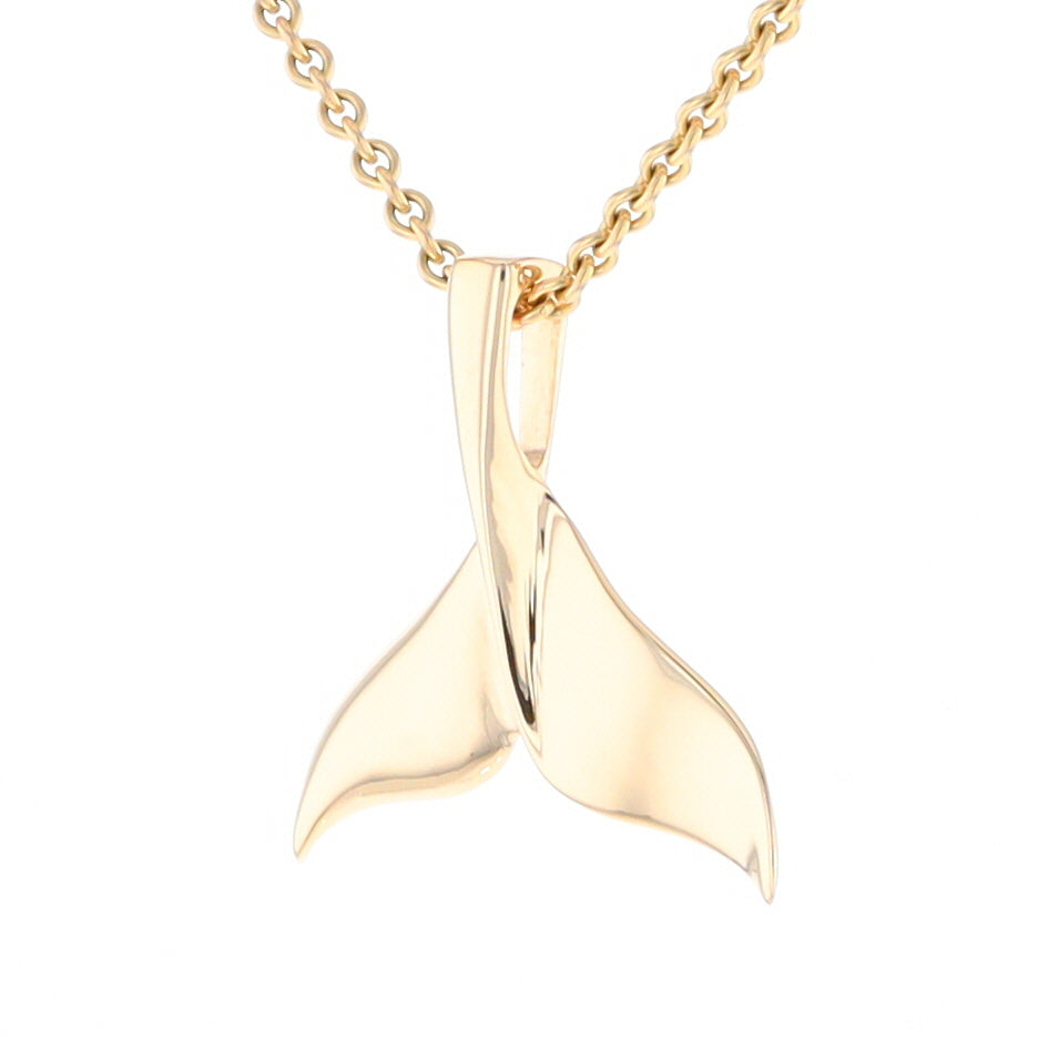 Whale Tail Pendant 14Kt Gold High Polish Realistically Designed