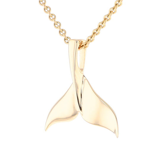 Whale Tail Pendant 14Kt Gold High Polish Realistically Designed