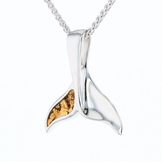 White Gold Whale Tail Pendant Natural Nuggets Inlaid Sea Life Pendant