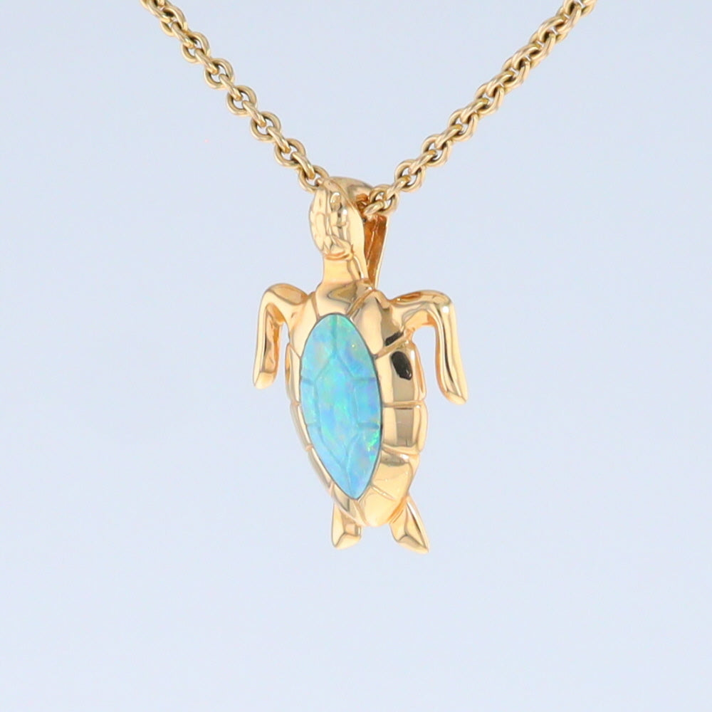 Opal Pendant Inlaid Realistic Design Sea Turtle