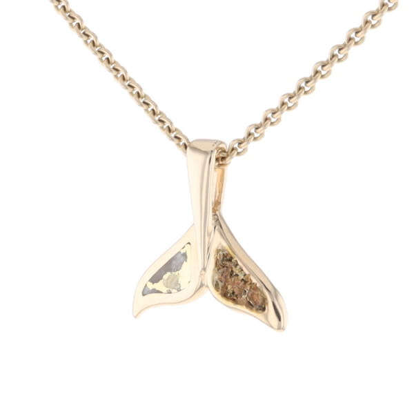 Whale Tail Necklaces Natural Gold Quartz and Nuggets Inlaid Pendant