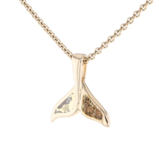 Whale Tail Necklaces Natural Gold Quartz and Nuggets Inlaid Pendant