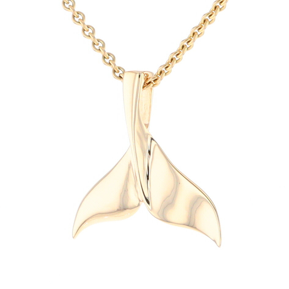 Whale Tail Pendant 14Kt Gold High Polish Realistically Designed