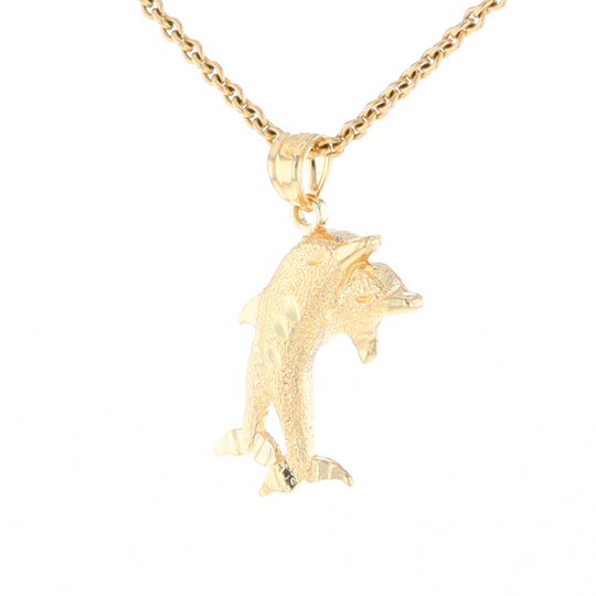 Textured Double Dolphin Pendant
