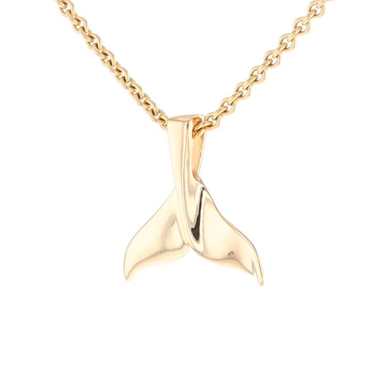 Whale Tail Pendant 14kt Gold High Polish Realistically Designed