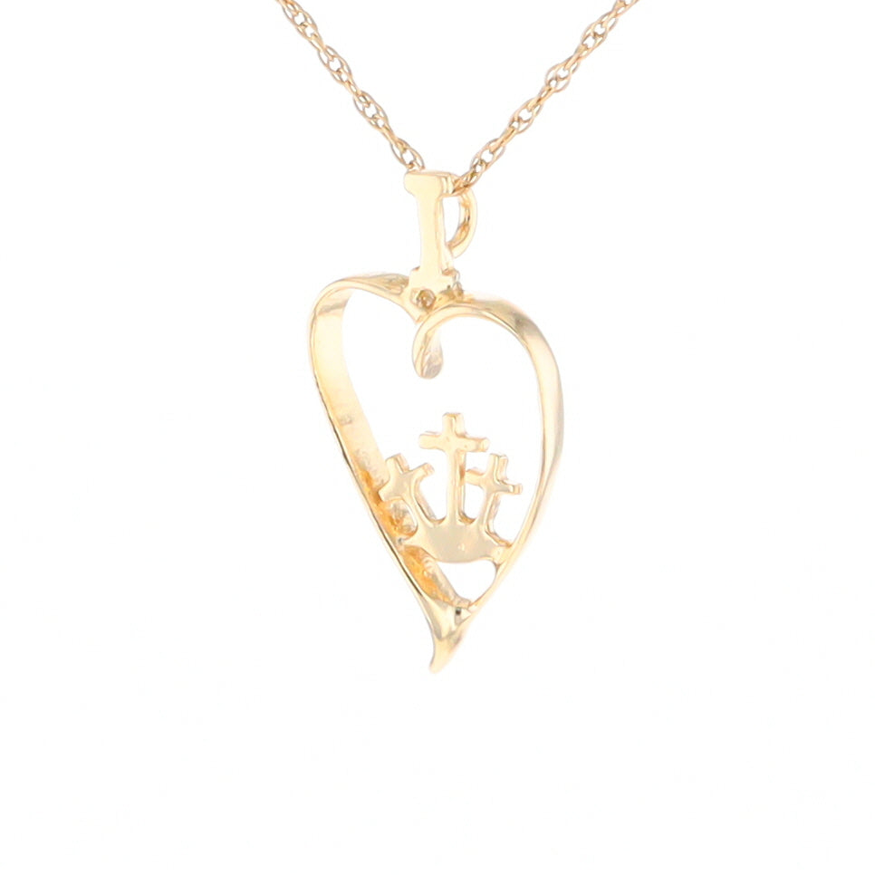 Gold Heart Triple Cross Pendant