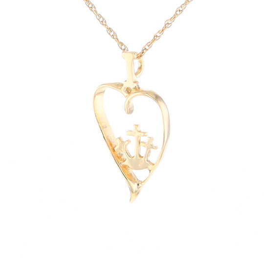 Gold Heart Triple Cross Pendant