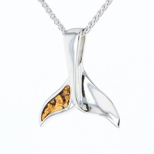 White Gold Whale Tail Pendant Natural Nuggets Inlaid Sea Life Pendant