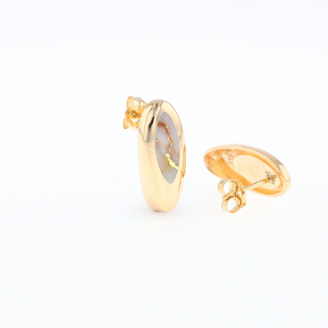 Oval Gold Quartz Inlaid Earrings - G2