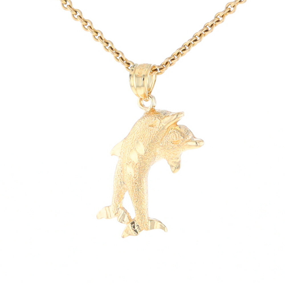 Textured Double Dolphin Pendant