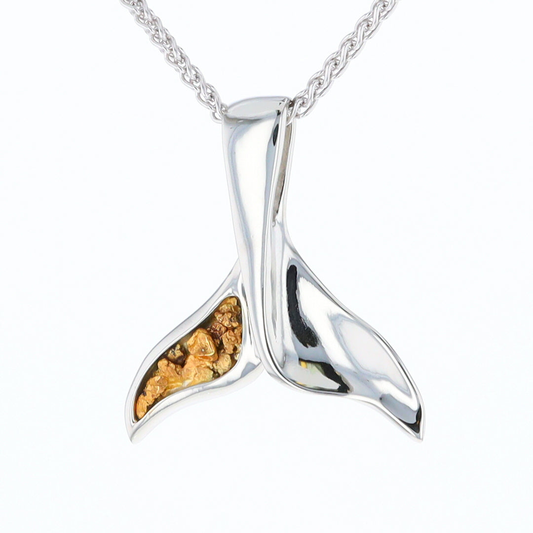 White Gold Whale Tail Pendant Natural Nuggets Inlaid Sea Life Pendant