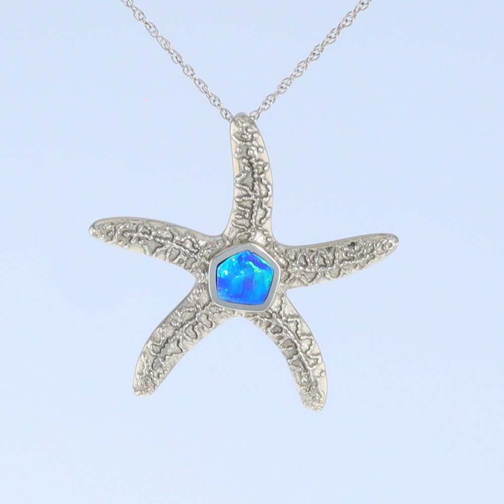 Opal Pendant Inlaid Realistic Star Fish Sea Life Design