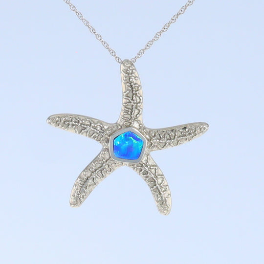 Opal Pendant Inlaid Realistic Star Fish Sea Life Design