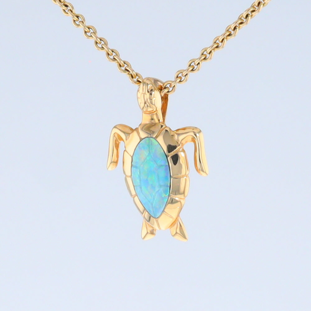 Opal Pendant Inlaid Realistic Design Sea Turtle