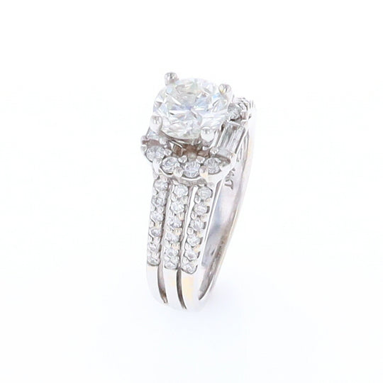 Diamond Engagement Ring with Halo and Triple Split Shank